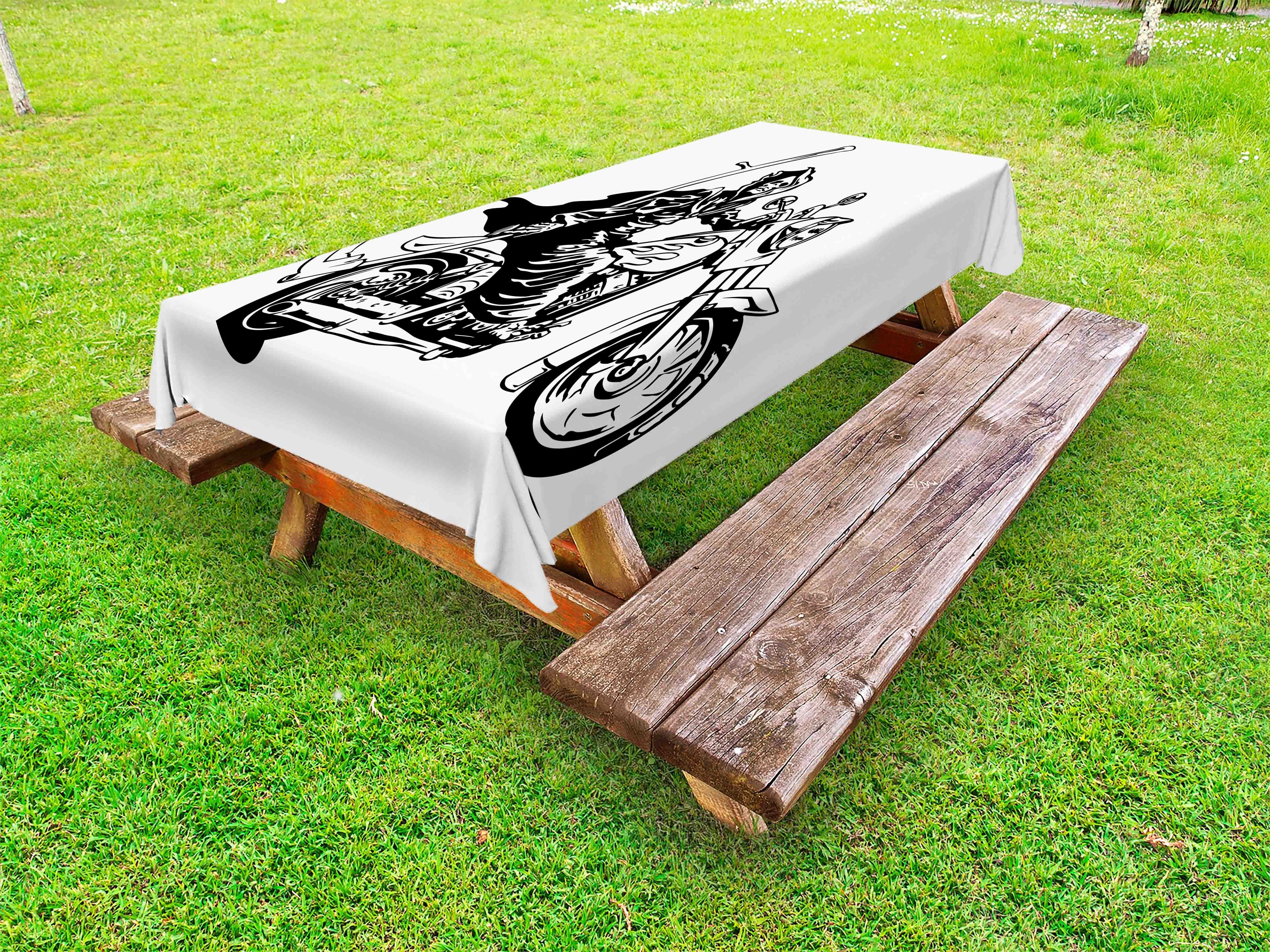 Picknick-Tischdecke, Abakuhaus Todesreiter Tischdecke dekorative waschbare Wilde Scary Motorrad