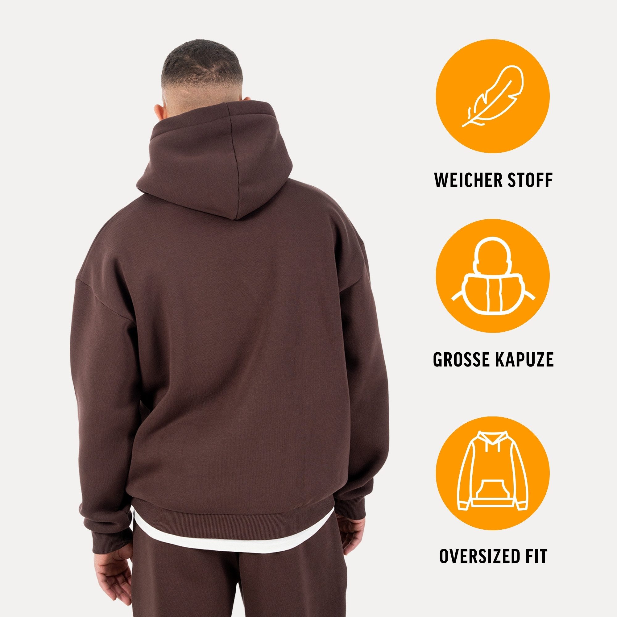 Smilodox Hoodie Oswin, Oversized Pullover Herren, Sweater mit Frontprint und Kapuze Baggy Fit, Weiches Sweatmaterial, ideal für Gym & Freizeit
