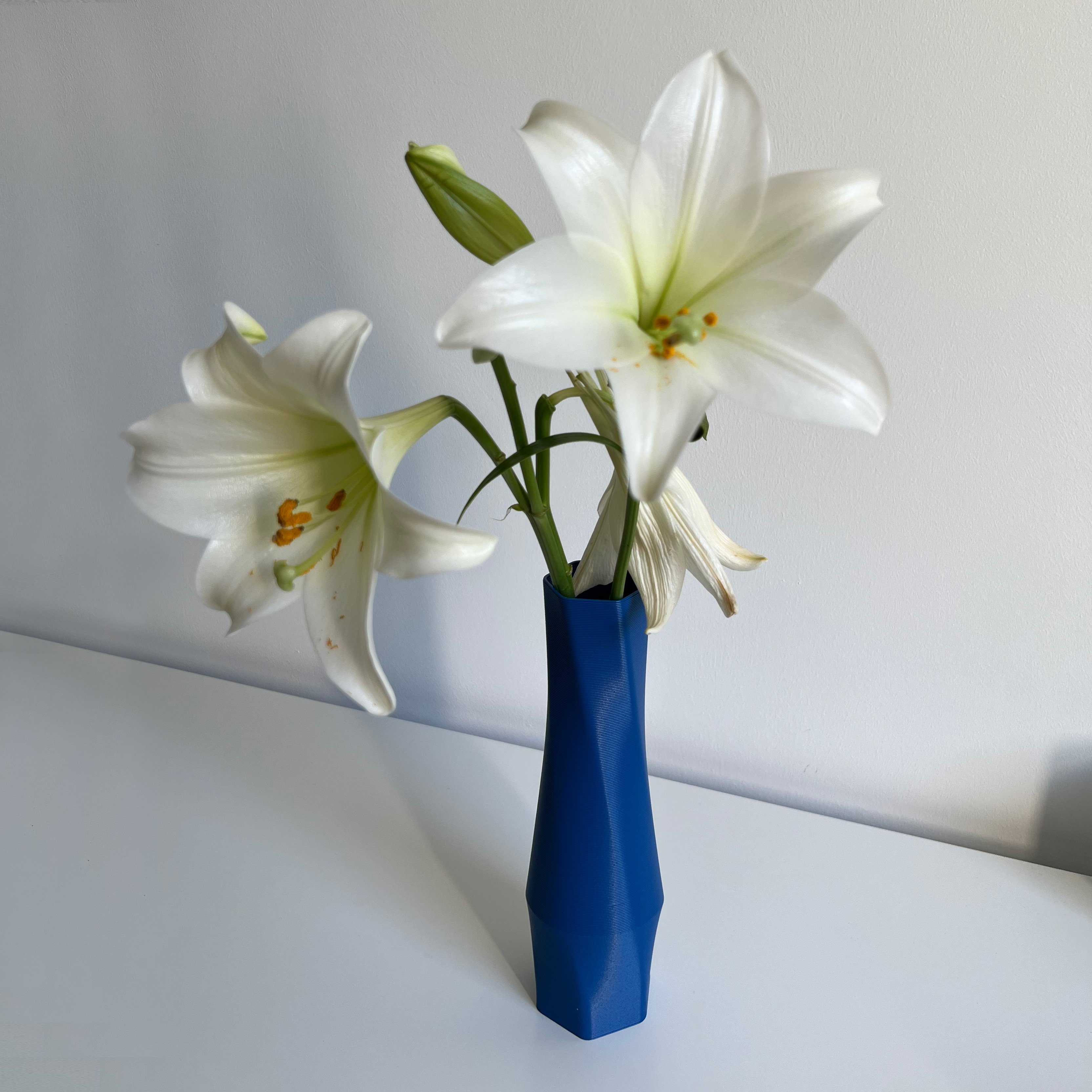 Shapes - Decorations Dekovase Wasserdicht; Vase), 100% Blau the Farben, (Einzelmodell, - Struktur hexagon innerhalb (Rillung) Leichte Materials Vasen, 3D-Druck vase (basic), des viele 3D 1