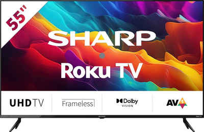 Sharp 55FJ2E LED-Fernseher (139 cm/55 Zoll, 4K Ultra HD, Smart-TV, Roku TV nur in Deutschland verfügbar, Rahmenlos, HDR10, Dolby Digital)