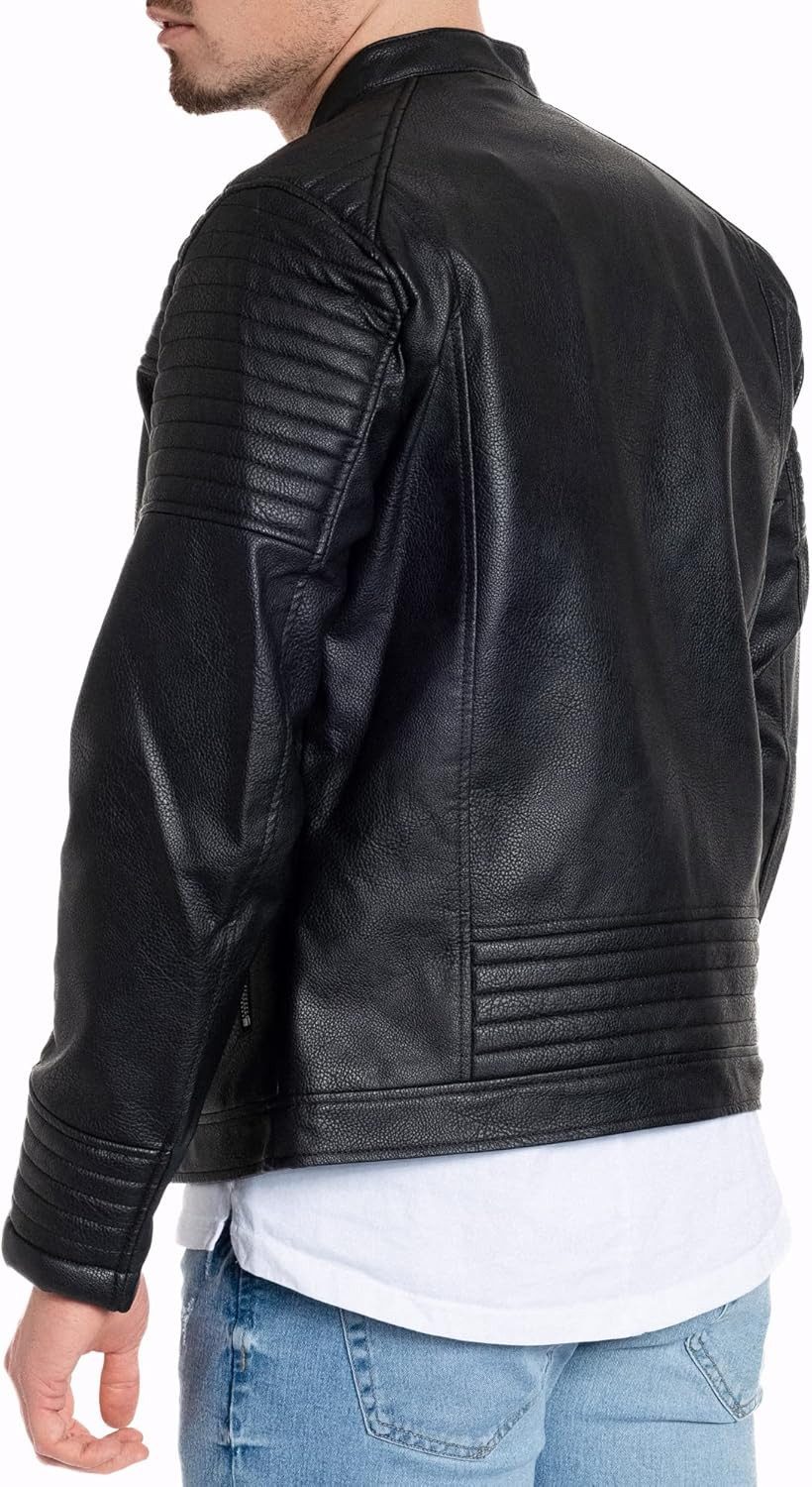 Jack & Jones Lederjacke stilvolle Bikerjacke aus Kunstleder Zeitlose Kunstlederjacke für die Übergangsjahreszeit – Bild 4 von 5