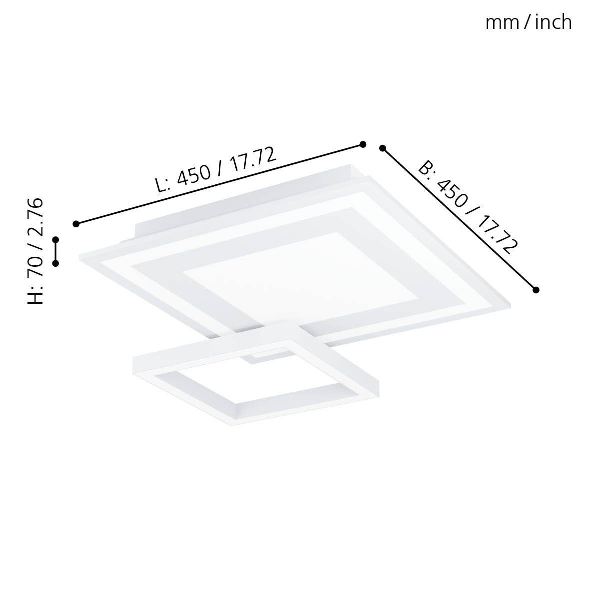 Savatarila-c, Deckenleuchte 45 inklusive, Weiß, cm dimmbar, LED in Farbtemperaturwechsel, Deckenlampe EGLO RGB, Leuchtmittel