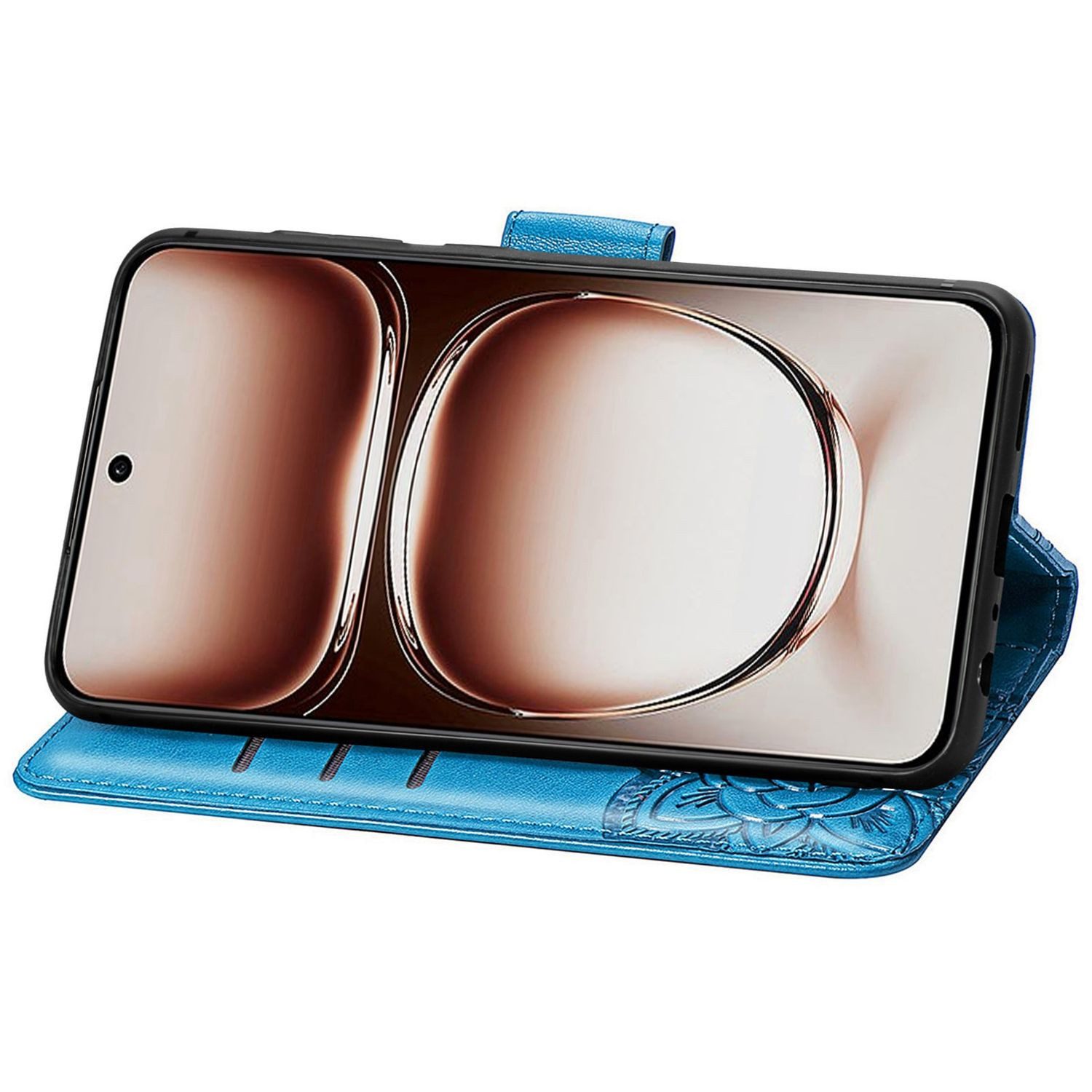 Wigento Smartphone-Hülle Für Xiaomi Redmi 14C Kunstleder Book Wallet Schmetterling Hülle Blau, Kunst-Leder Schutzhülle Smart Case Cover magnetischer Verschluss