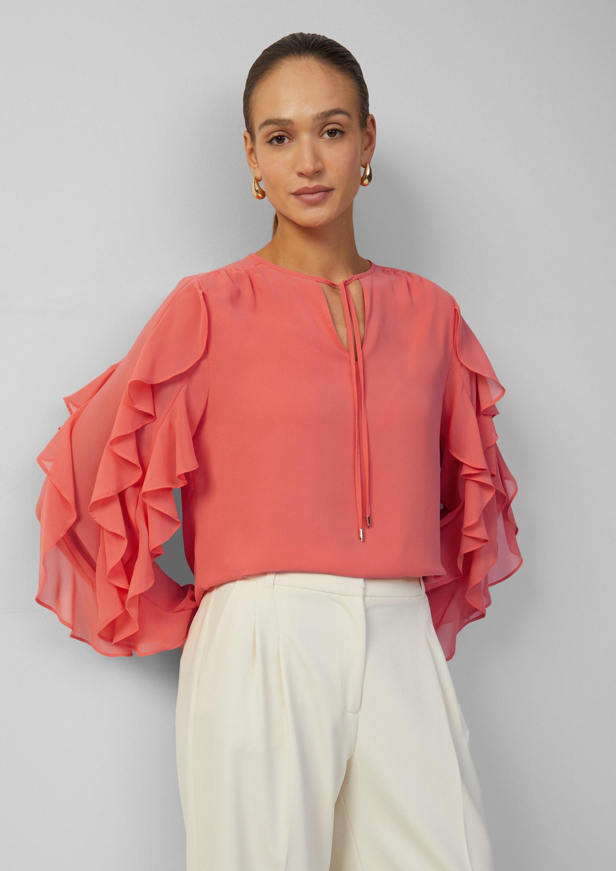 s.Oliver Langarmbluse Bluse Leichte Chiffonbluse mit Rüschenärmeln günstig online kaufen