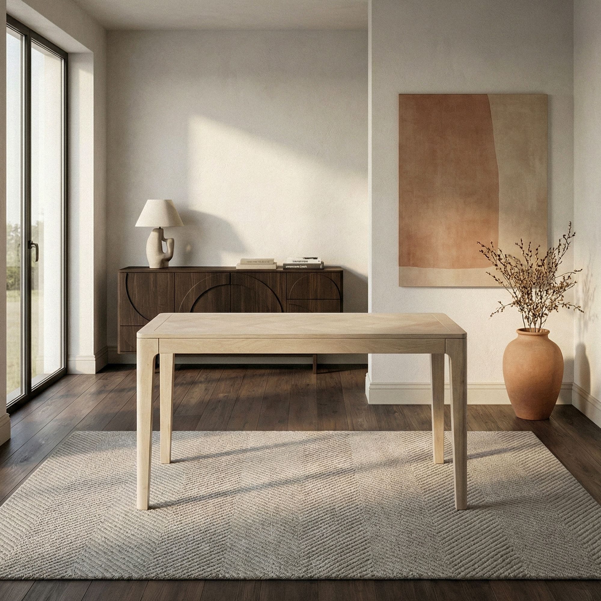 Wohnling Esstisch WL7.591 Esszimmertisch Küchentisch 6 Personen Holztisch Esszimmer weiß (Natürliches Holzdesign mit klarer Form), Kompakte Tischlösung für kleine Essbereiche