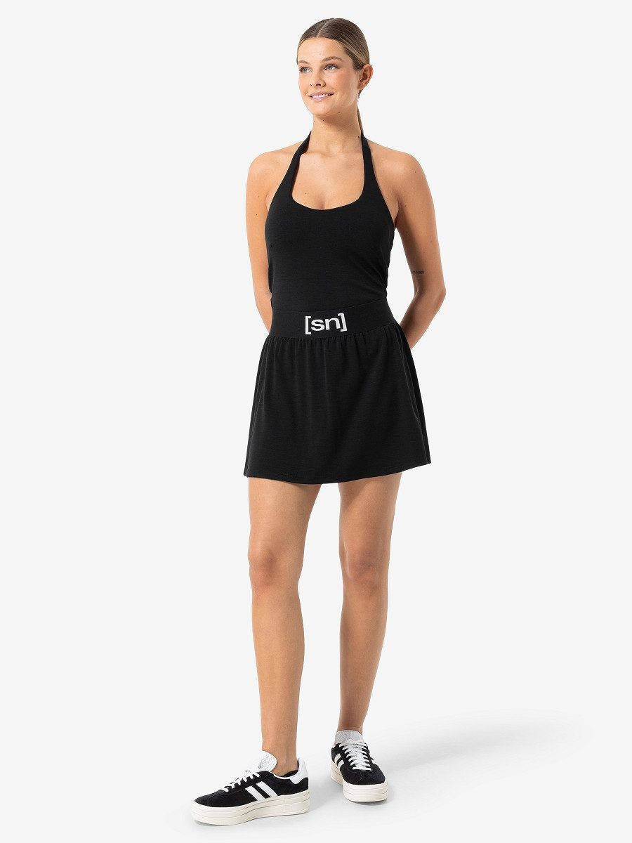 SUPER.NATURAL Sporttop für Damen, Merino NECKHOLDER TOP Stretch, atmungsaktiv, BH Funktion