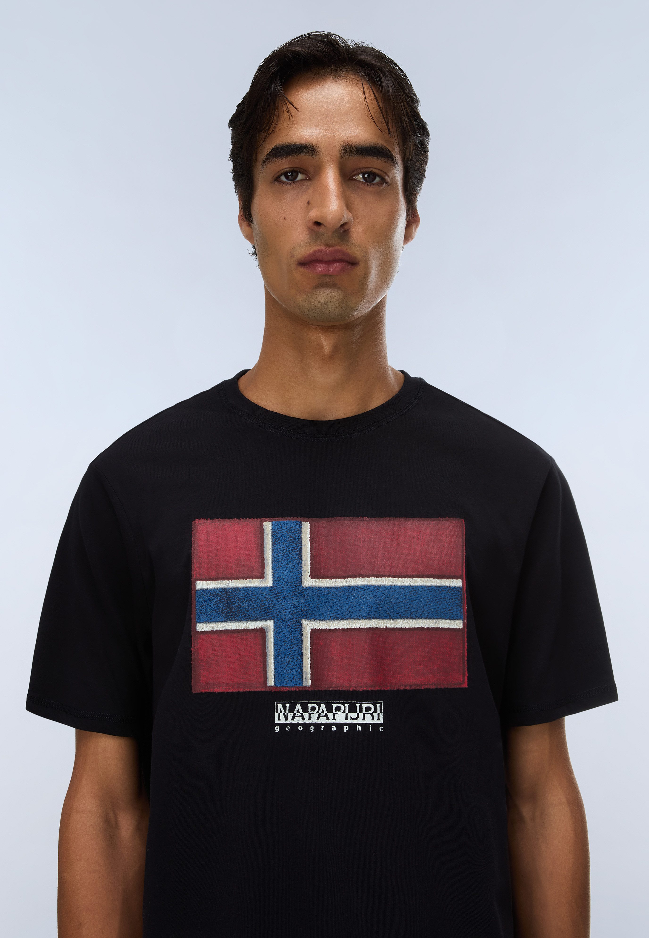 Napapijri T-Shirt S-FLAG TIKI SS BLACK BEAUTY mit Rundhalsausschnitt, aus Baumwolle, T-Shirt-Schnitt, normale Länge