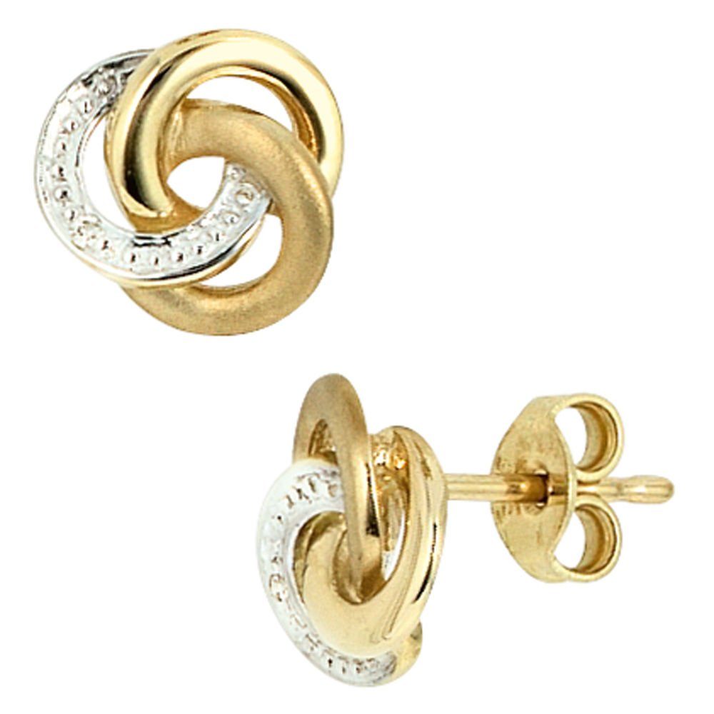 Schmuck Krone 2 mit 585 585 teilrhodiniert Ohrstecker Gold Gold Diamanten Ohrstecker Paar Brillanten Stecker Damen