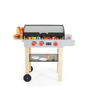 Tooky Toy Kinder-Grill Kindergrill Holz TK808 BBQ-Set, Spiellebensmittel Grillbesteck Soßen