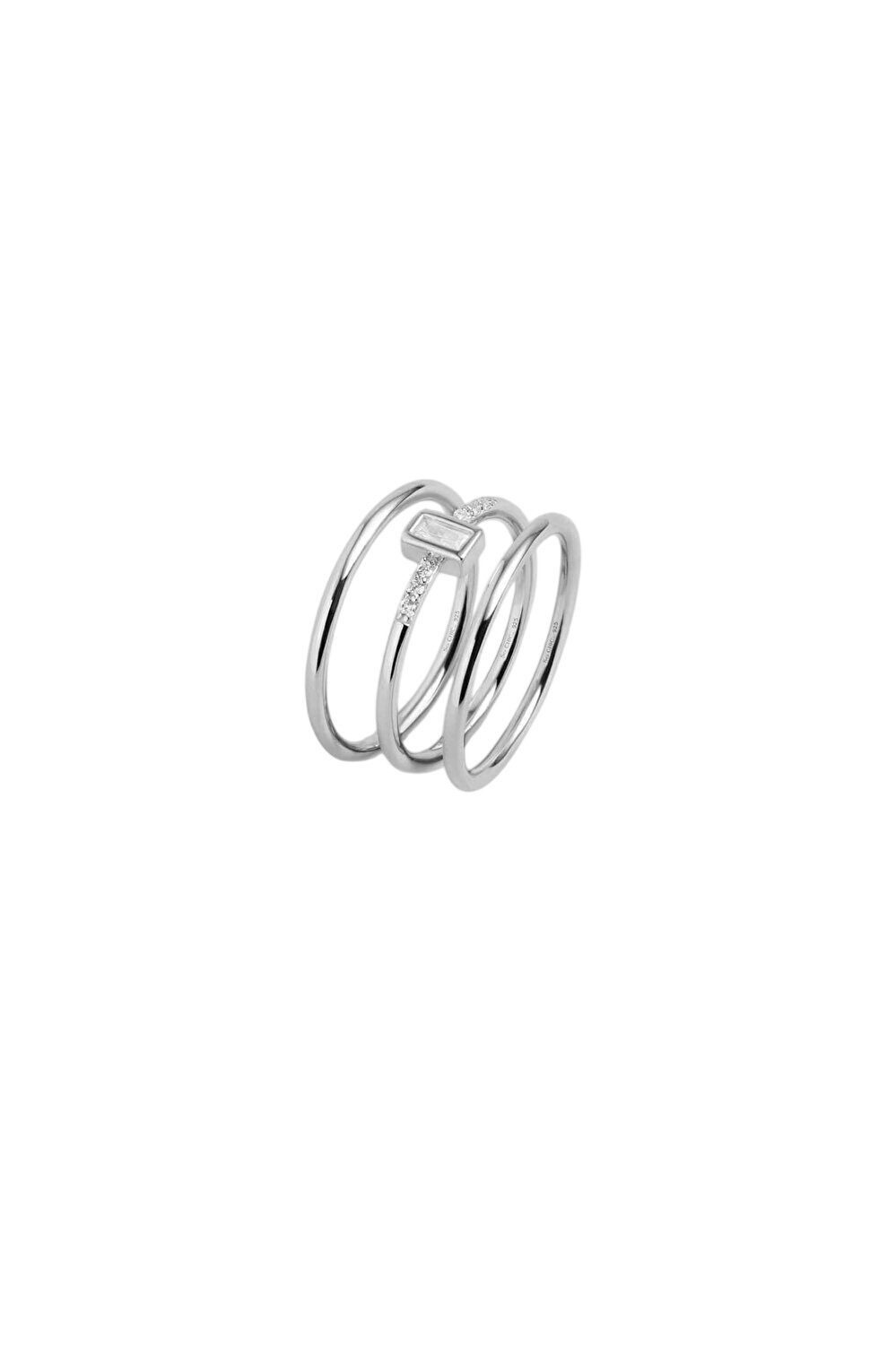 So CHIC... Silberring Minimalistischer Baguette 18K Silberring