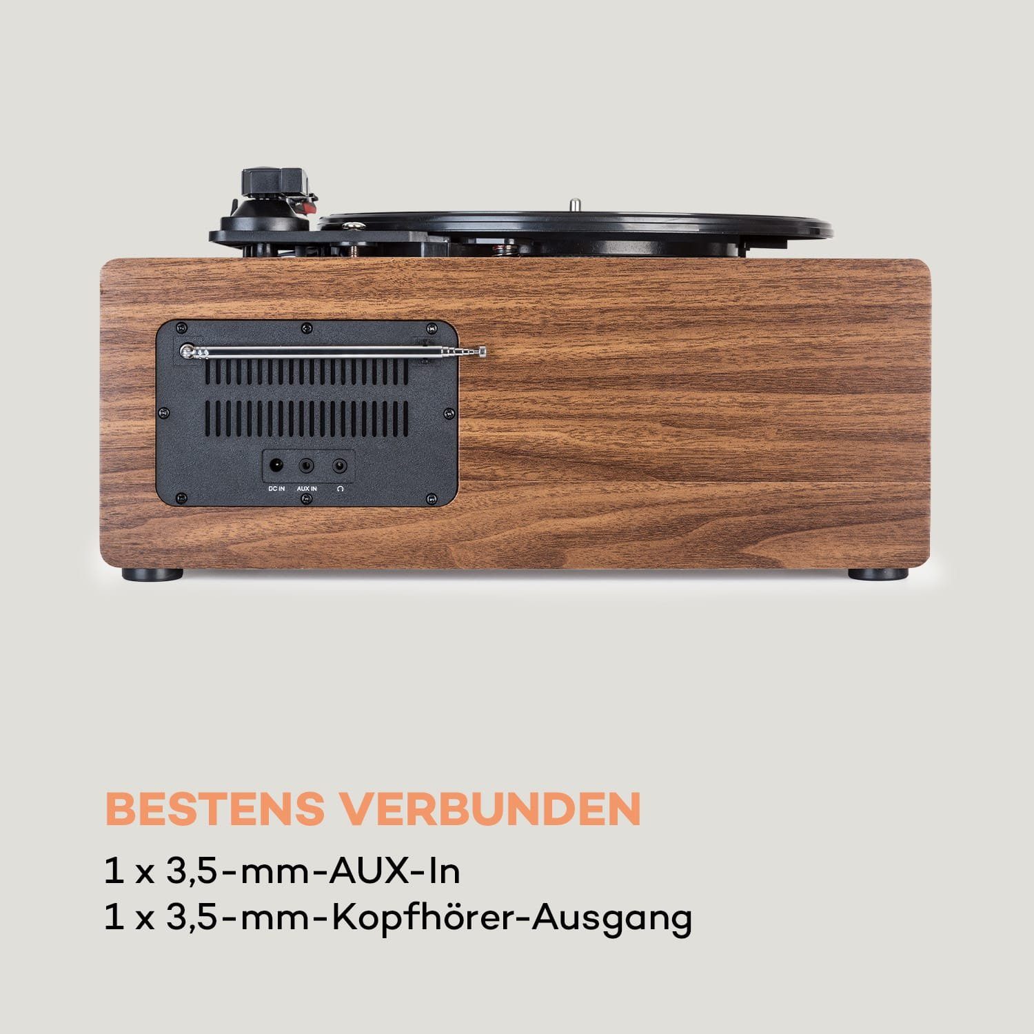 Auna Connect Bluetooth, (Riemenantrieb, mit Cube Radio Lautsprecher Schallplattenspieler Plattenspieler) Plattenspieler Vinyl Vinyl
