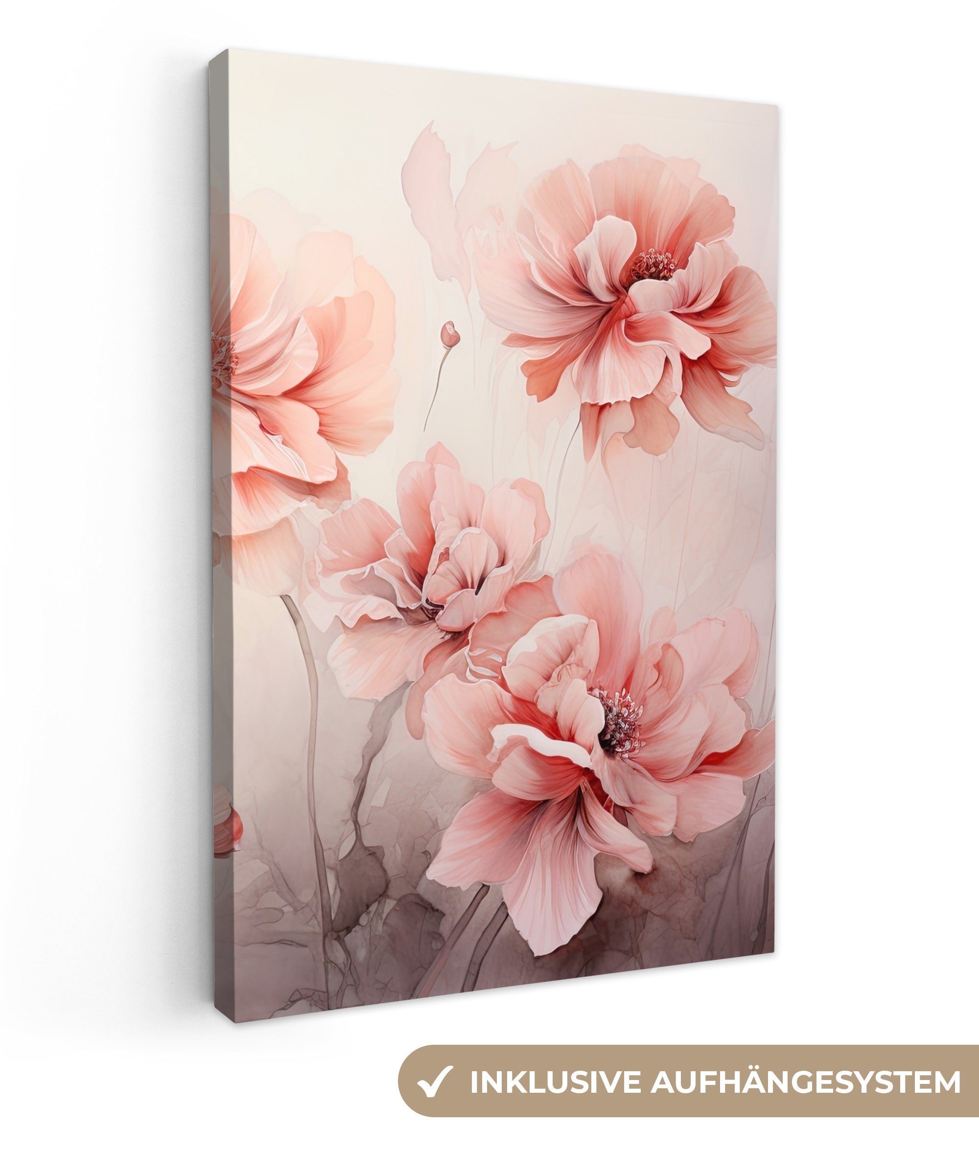 OneMillionCanvasses® Leinwandbild Blumen - Rosa - Kunst - Abstrakt - Aquare günstig online kaufen