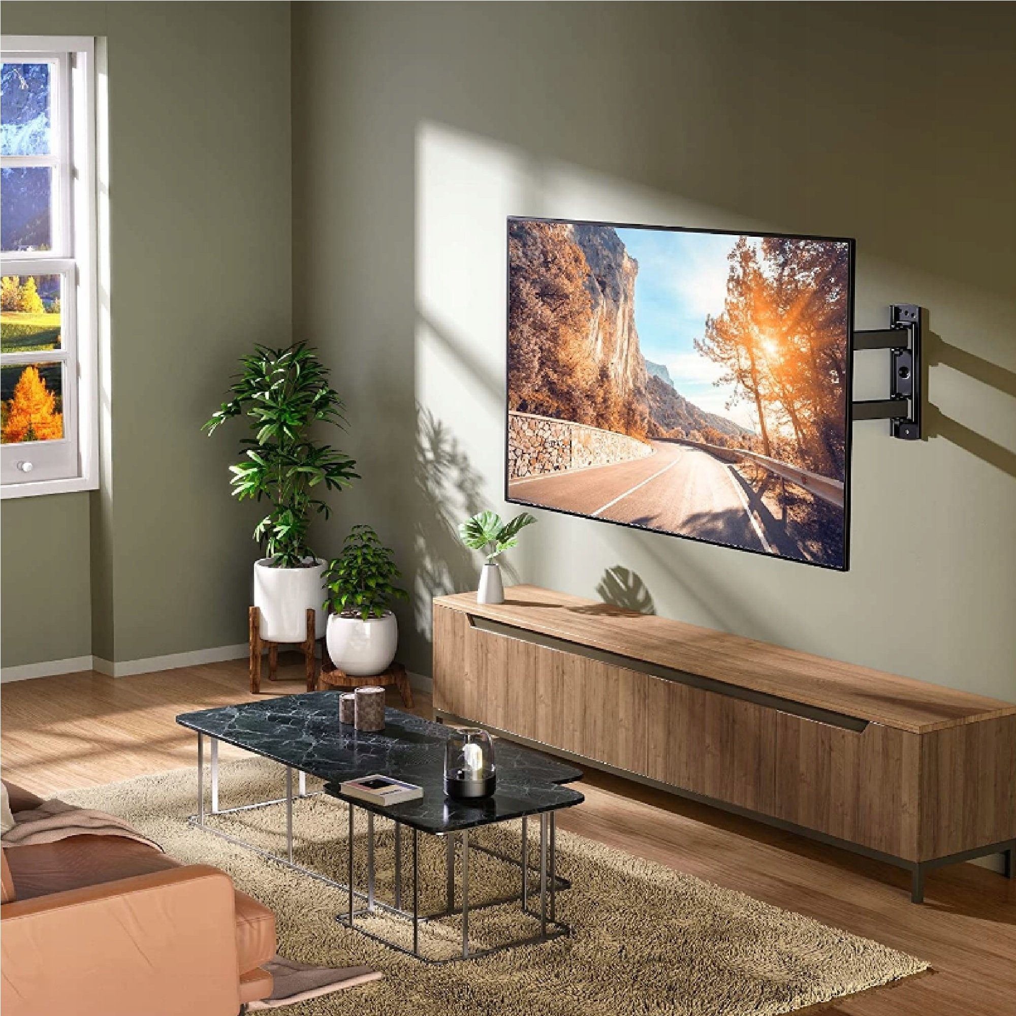 QLS KG-1026 TV-Wandhalterung, (bis 55,00 Schwenkbar Halterung; Fernseher Zoll, Aufhänger bis 35 Montagesatz, Befestigung kg) Drehbar