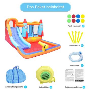 HomeMiYN Hüpfburg HomeMiYN Hüpfburg mit Gebläse für Kinder – Spielplatz im Freien, 370 cm x 260 cm x 185 cm (L x B x H)