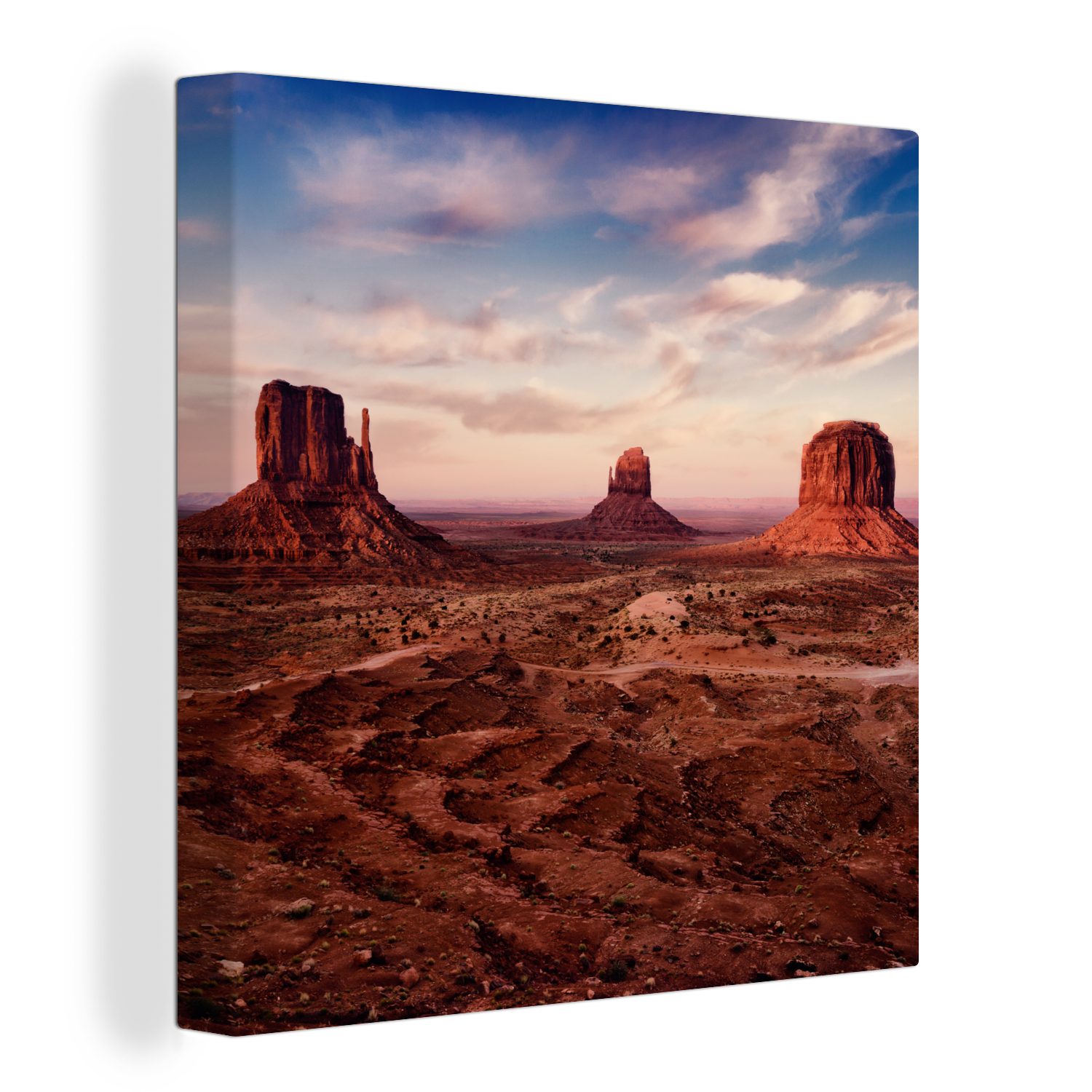 OneMillionCanvasses® Leinwandbild Dämmerung über dem Monument Valley in Amerika, (1 St), Leinwand Bilder für Wohnzimmer Schlafzimmer