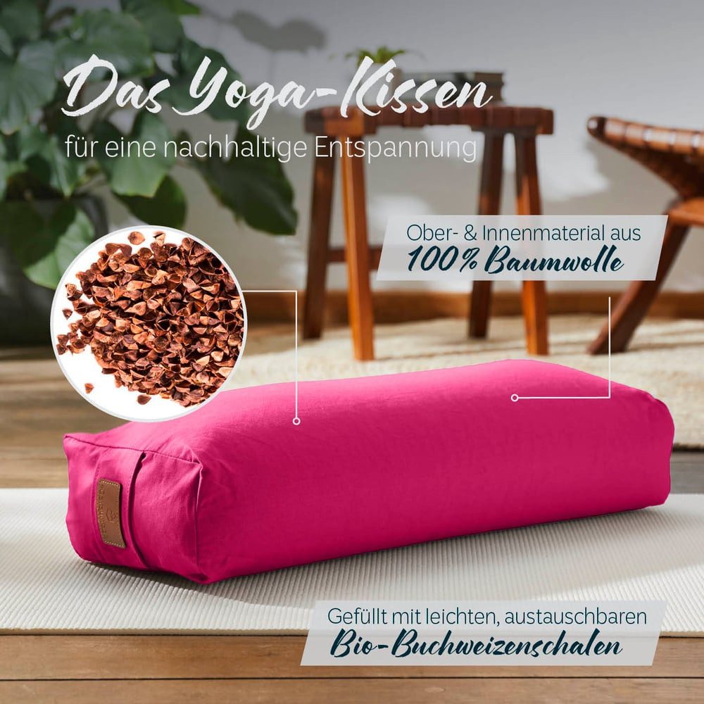 #DoYourYoga Yogakissen Yoga Bolster Paravati, gefüllt mit Bio-Dinkelspelz,Yogakissen 67x22x13cm