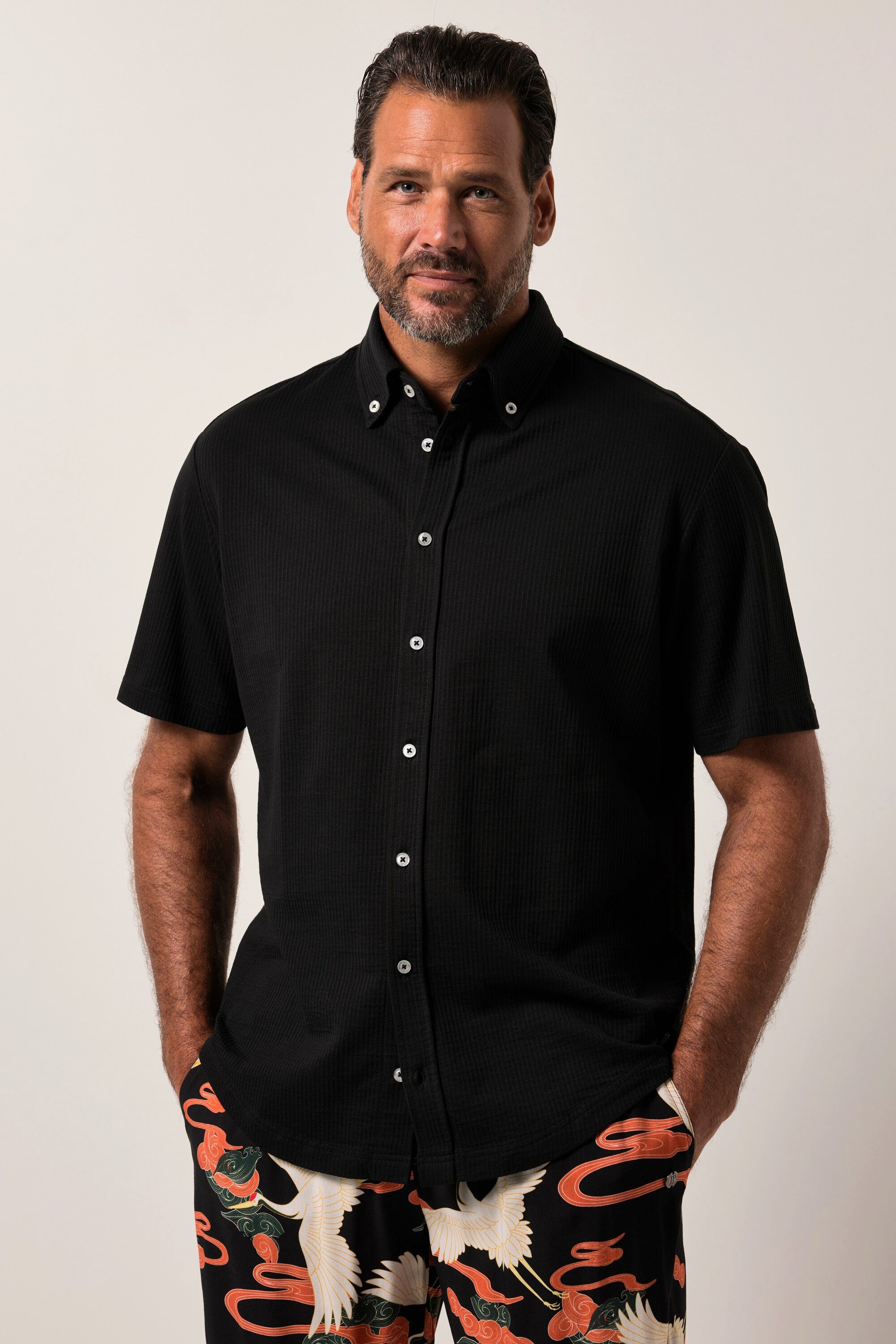 JP1880 Kurzarmhemd Seersucker-Hemd Jersey-Qualität Halbarm Modern Fit günstig online kaufen