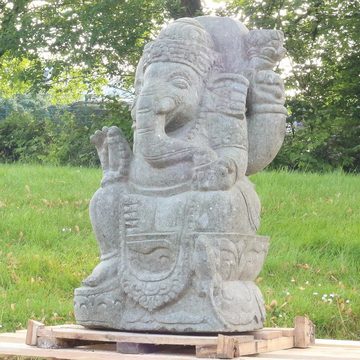 Oriental Galerie Dekofigur Ganesha Figur sitzend Steinfigur Greenstone Massiv 77 cm (1 St), groß, massiv, wetterfest