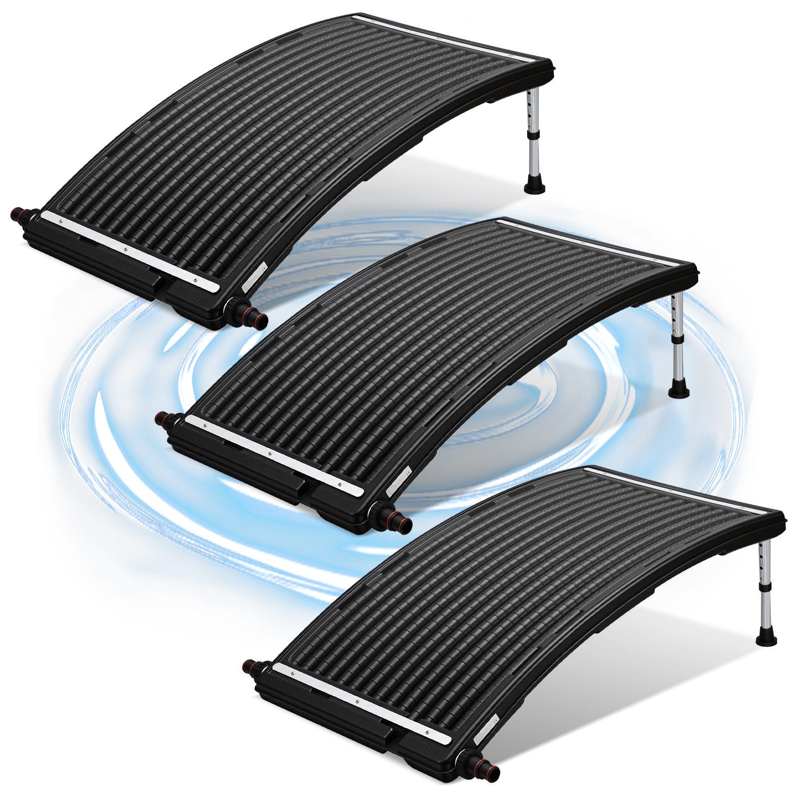 Clanmacy Pool-Wärmepumpe Solar Poolheizung, gebogene Solar-Heizung 15L, Ø38 mm, Poolzubehör 3X (3 tlg)