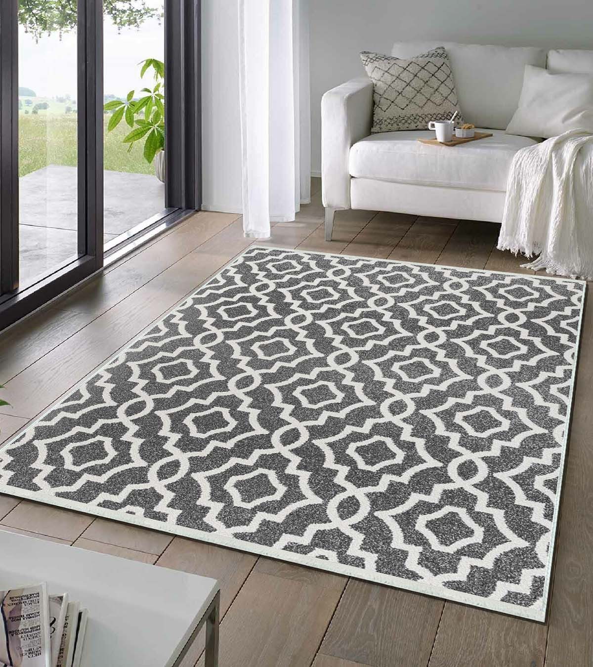 Jungengel Teppich Moderner Teppich mit orientalischem Muster – Grau Weiß, P günstig online kaufen