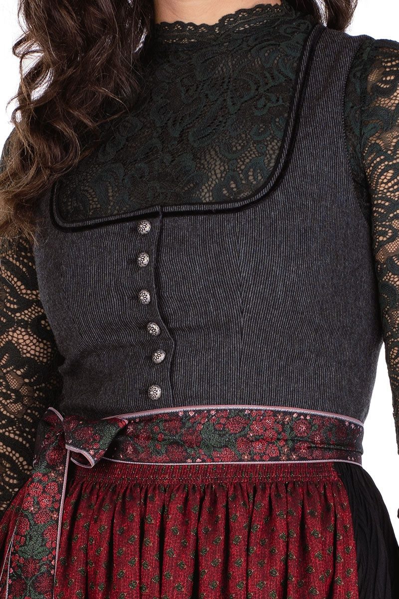 Hammerschmid Dirndl Midi Dirndl 2tlg. - PILLERSEE - grau/schwarz/rot