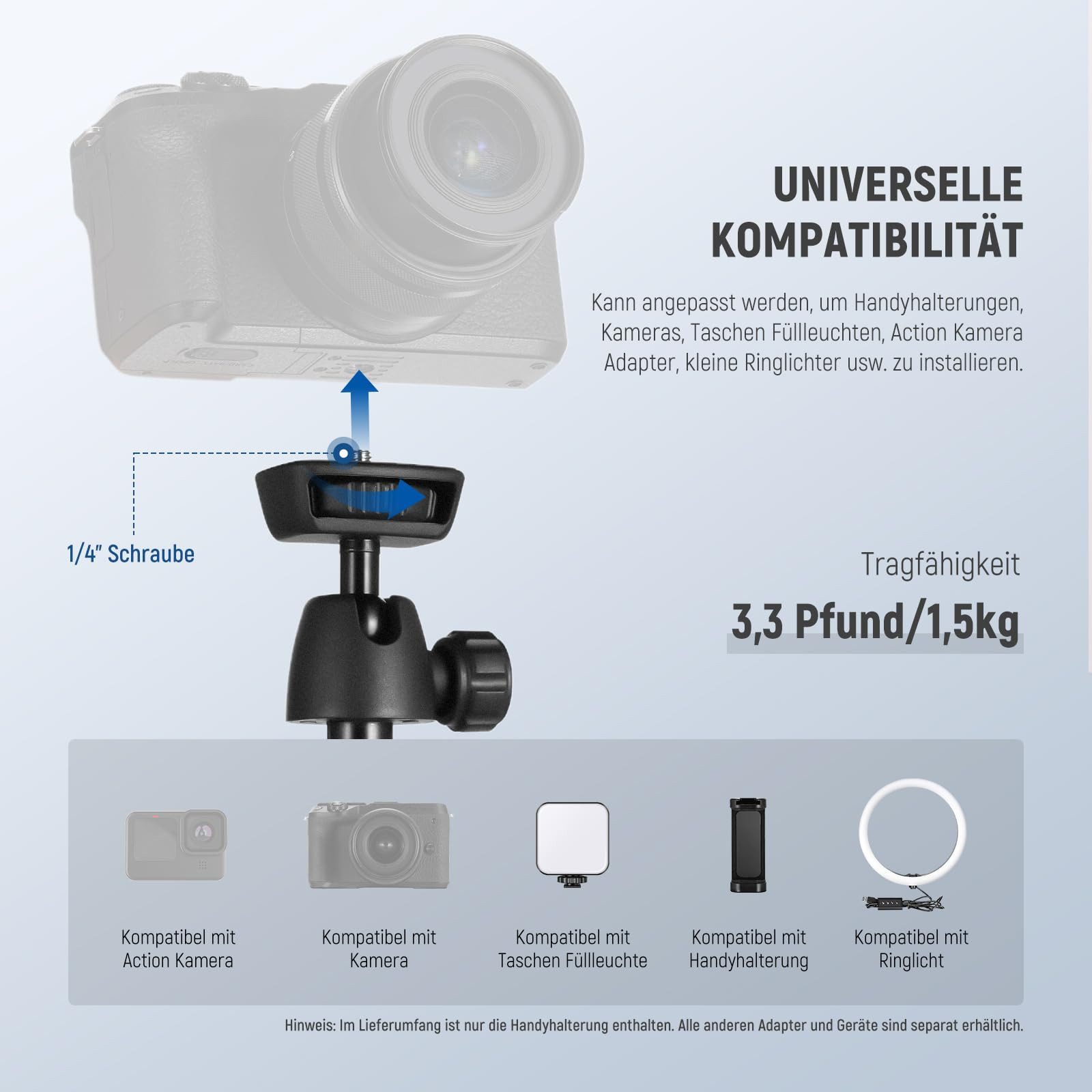 Neewer TS05 160cm Handystativ mit Fernbedienung, für iPhone, Kameras & GoPro Handstativ (Reisestativ für Handys und Kameras vor) – Bild 5 von 5