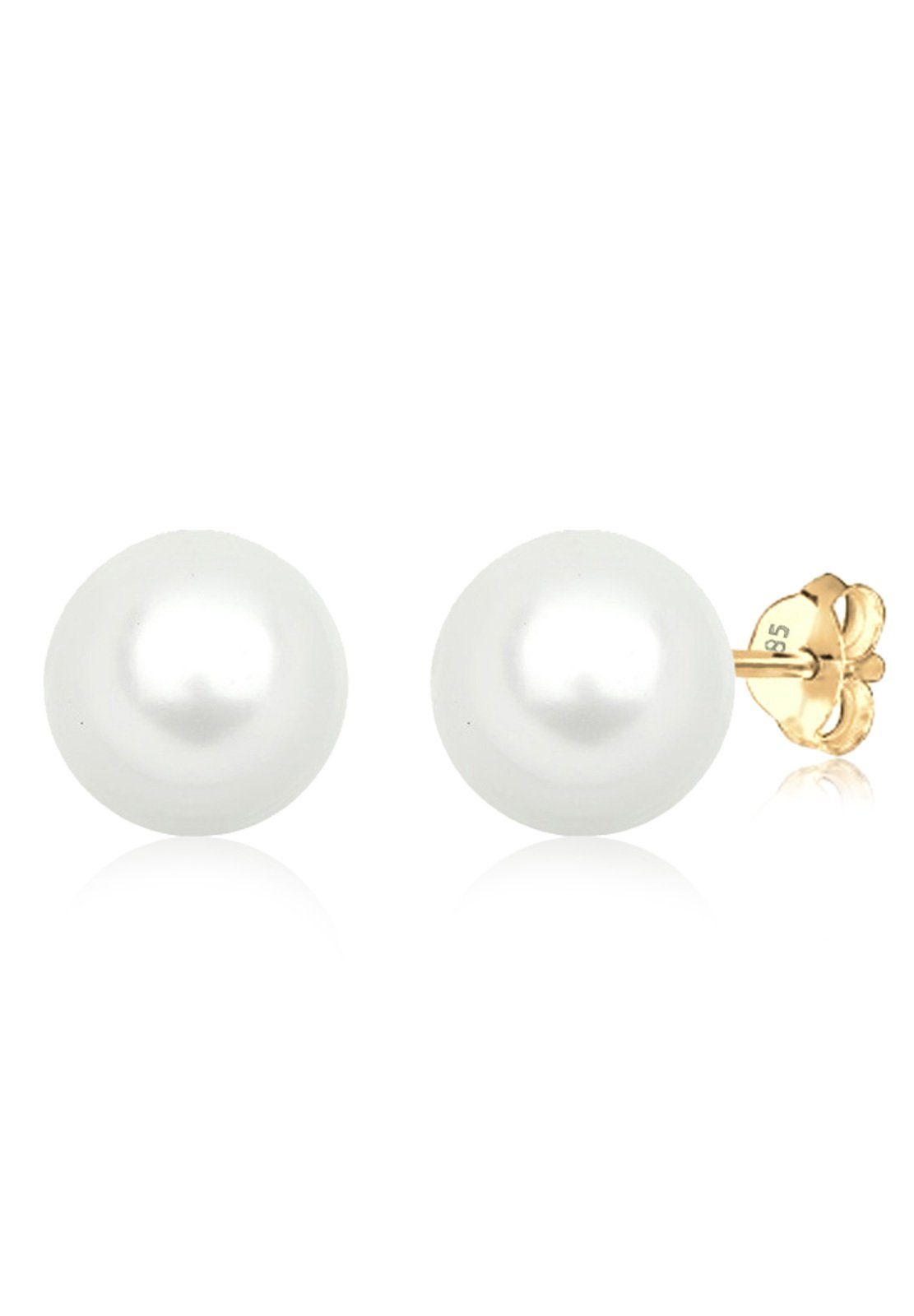 Perlenohrringe Muschelkernperlen Basic Klassisch 585 Gelbgold