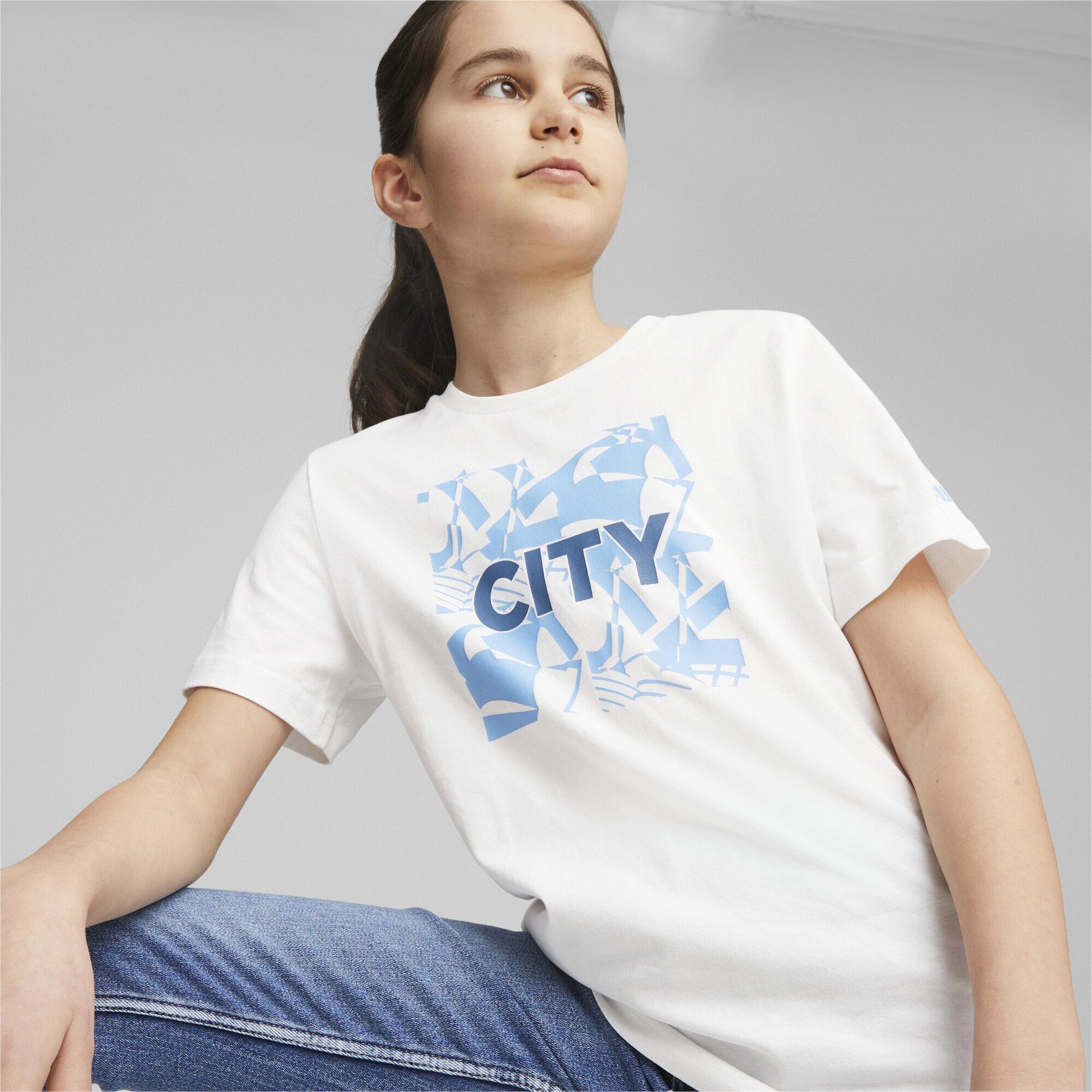 Blue FtblCore Graphic White Jugendliche City T-Shirt PUMA Light T-Shirt Team Manchester