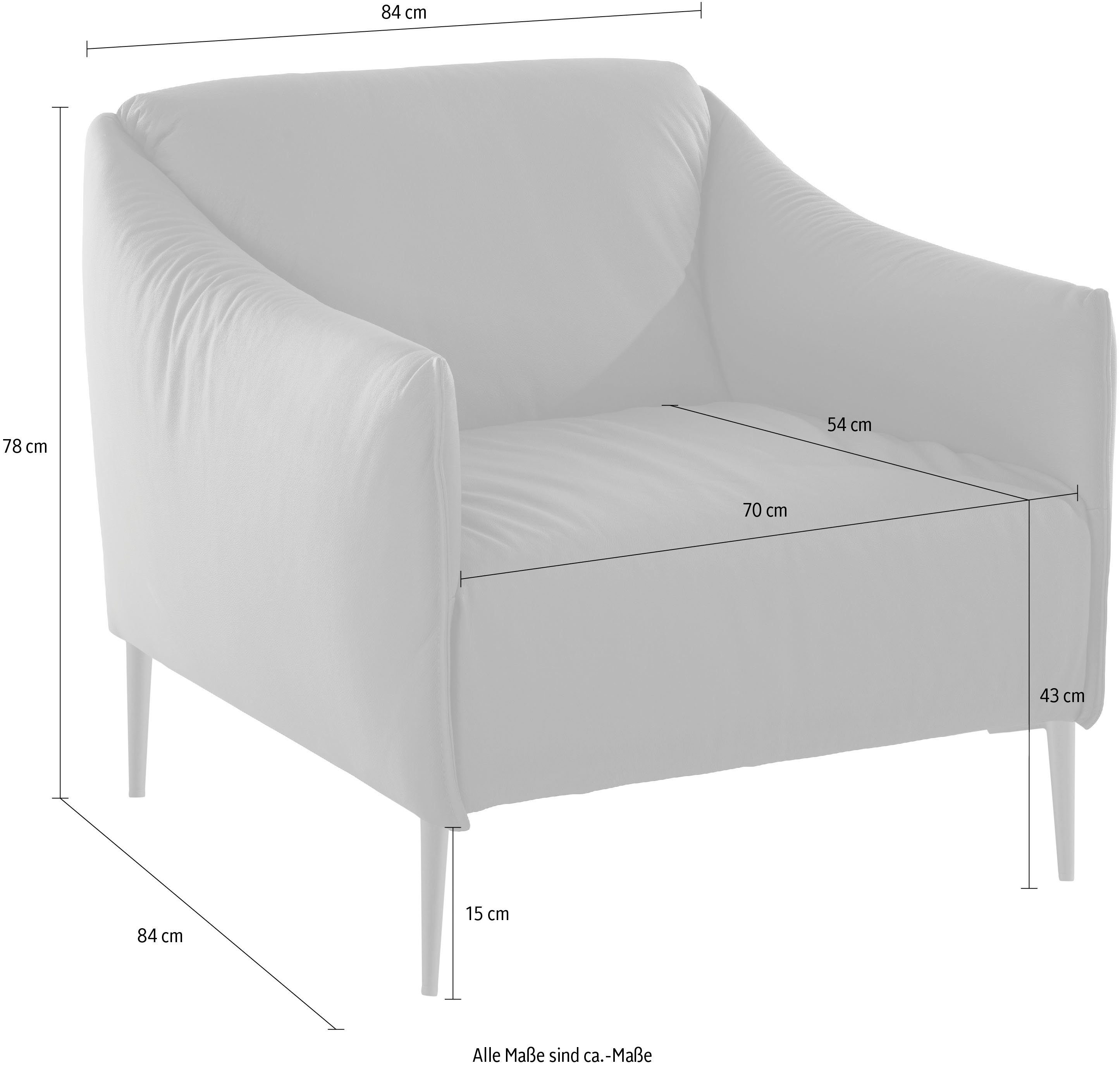 Cocktailsessel braun matt W.SCHILLIG Metallfüßen mit in Z59 Silber sally,