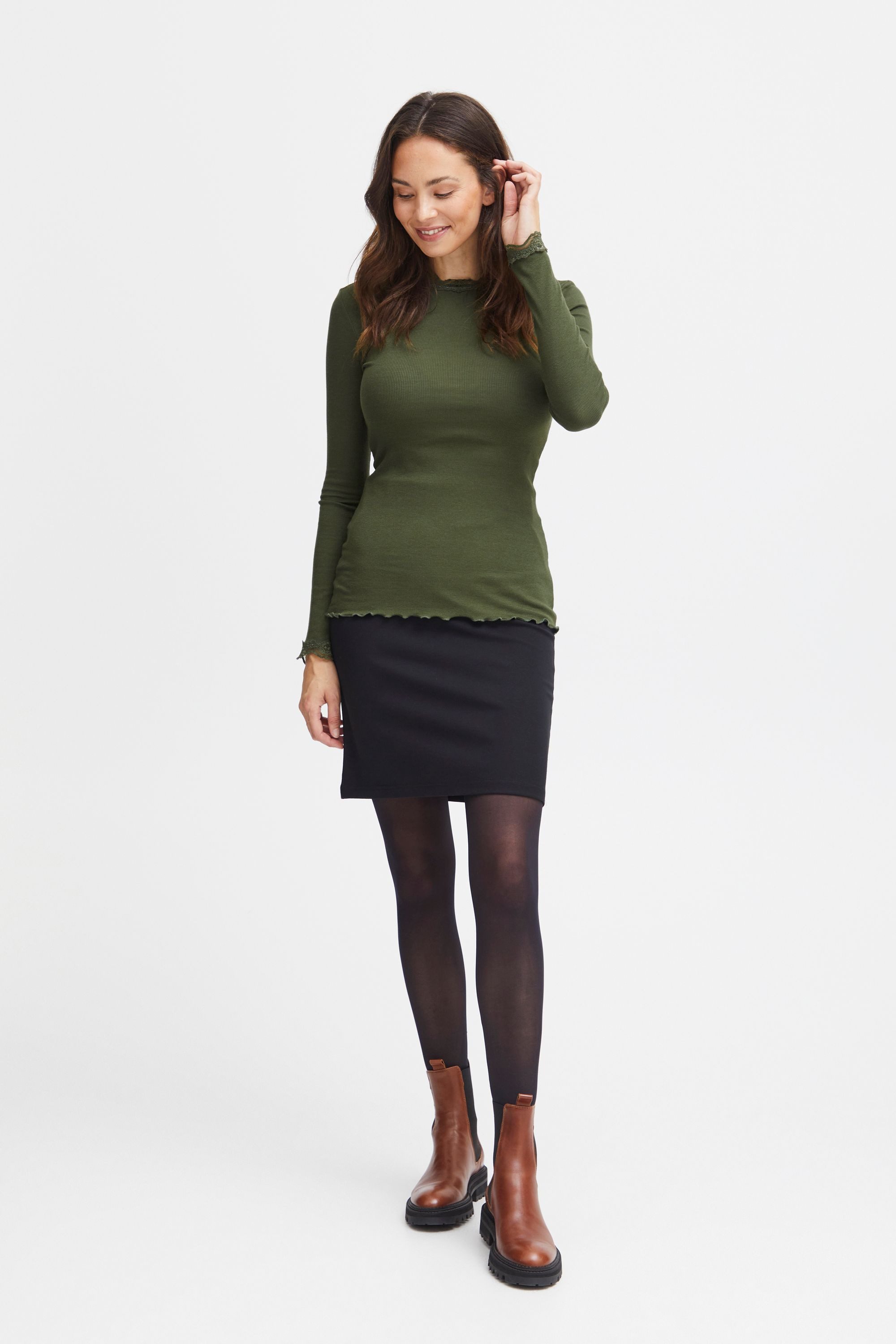 fransa Longsleeve FRHIZAMOND Langarmshirt mit Spitzen-Details günstig online kaufen