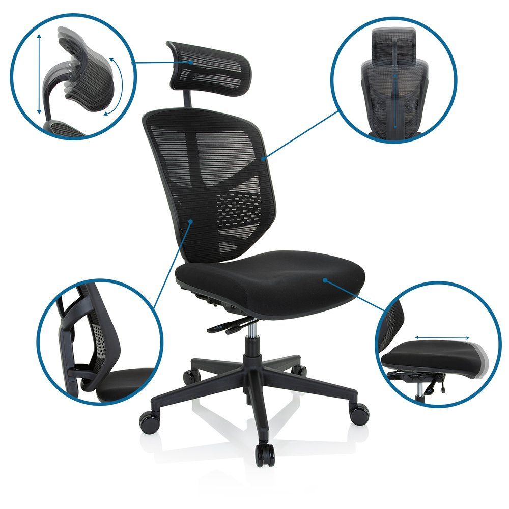 hjh I Bürostuhl Schreibtischstuhl ENJOY St), Stoff/Netzstoff (1 OFFICE Drehstuhl Profi ergonomisch
