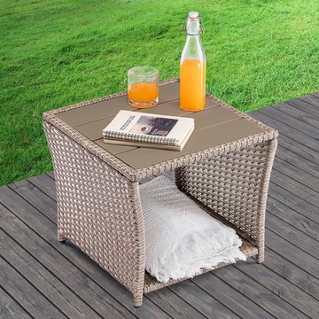 Casaria Beistelltisch (1-St), Polyrattan WPC Tischplatte 45x45x40cm Wetterfest Outdoor Garten