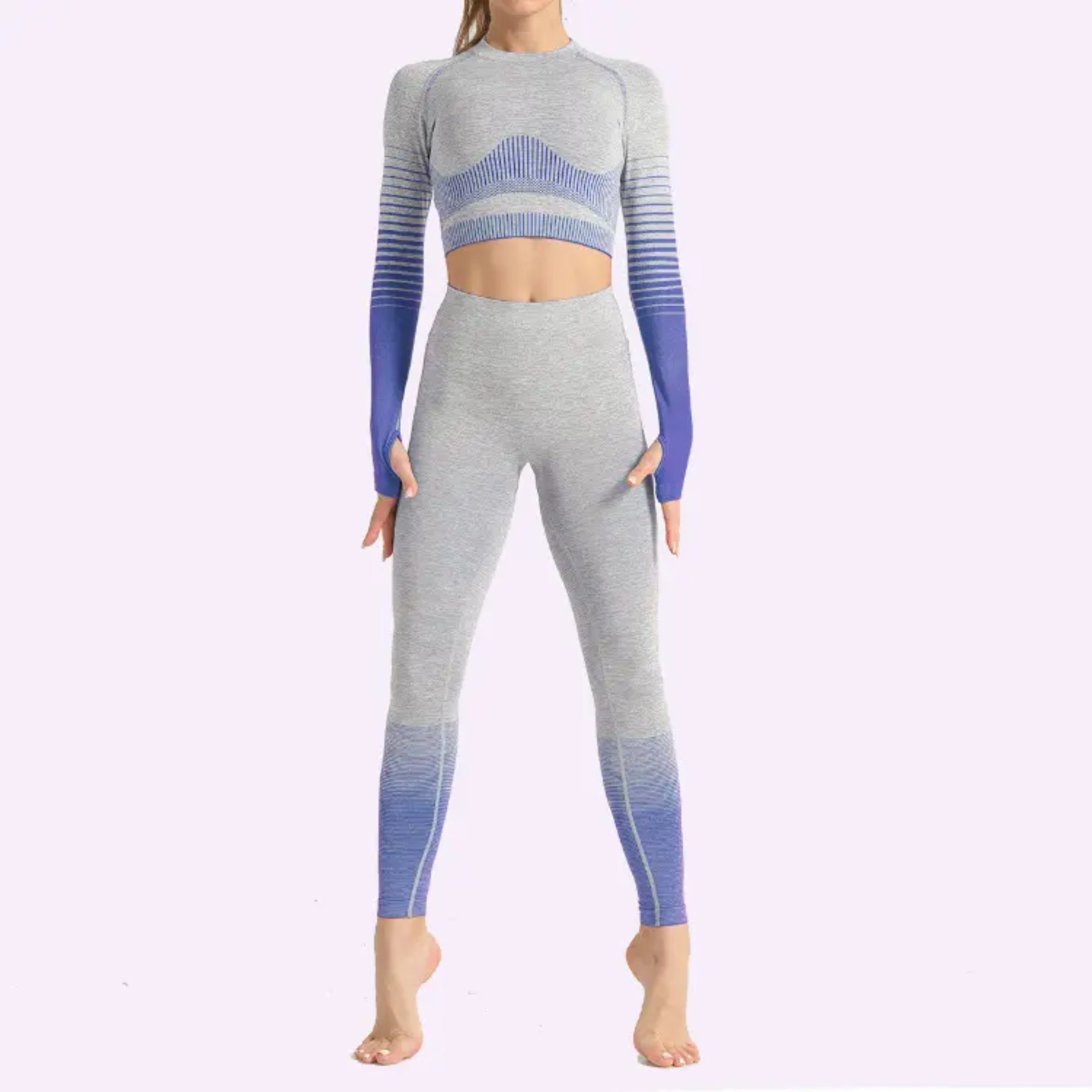 Hohe Trainingsbekleidung Fitness Sportbekleidung Yogahose, Taille trocknend Trainingstights dick, Pelliot (Einzelset) atmungsaktiv, Damen schnell langärmlig,