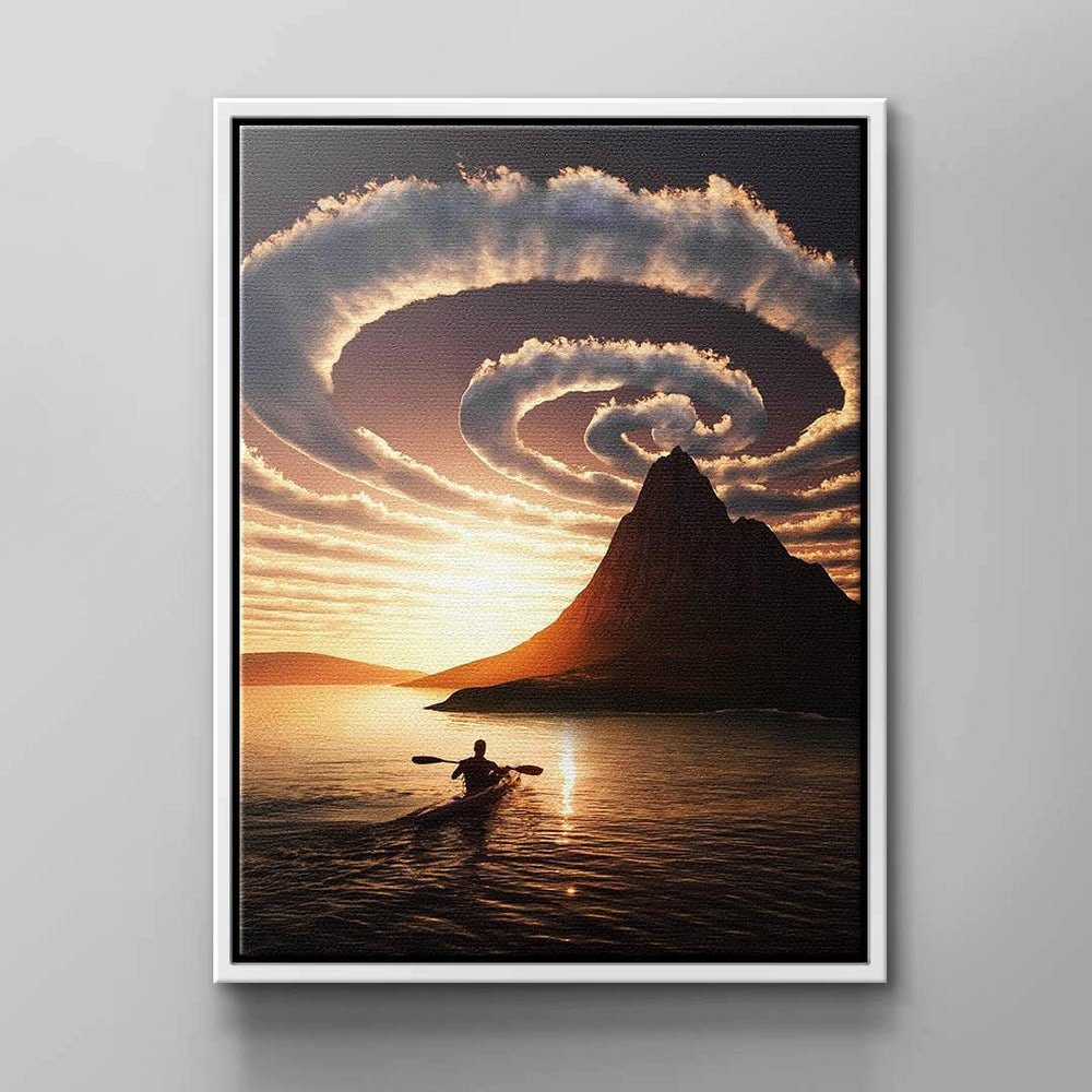 DOTCOMCANVAS® Leinwandbild, Verlassene Insel Wandbild Rahmen von mit schwarzer Natur