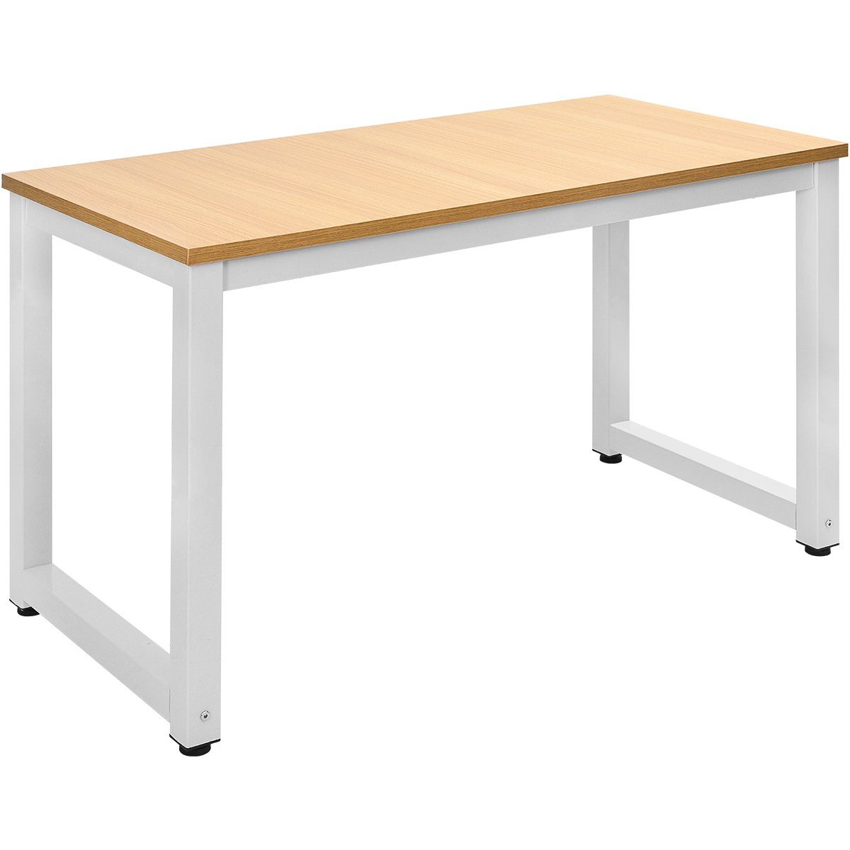 Schreibtisch, holz 120*60*75cm | Computertisch holz Flieks Arbeitstisch | weiß Stahlgestell