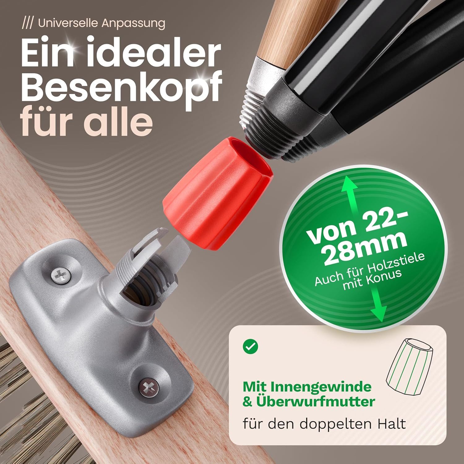Novaliv Kehrgarnitur 30763-20064-1x, (1-tlg), Novaliv Robuster Drahtbesen mit Stiel - Stahlbesen mit Holzstiel, Effi