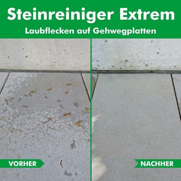 ABACUS Steinreiniger Extrem, Flechtenentferner, Steinreiniger Intensiv außen Grünbelagentferner (Entfernt sofort Algen, Schmutz, Grünbelag und Flechten, [- 2x1000ml Steinreiniger Extrem mit Sofortwirkung)