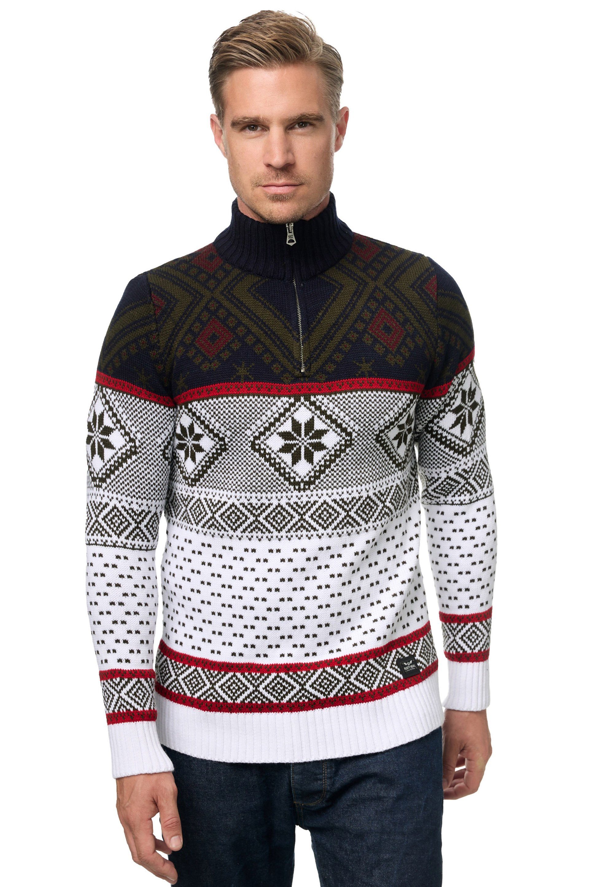 Rusty Neal Strickpullover mit winterlichem Muster günstig online kaufen
