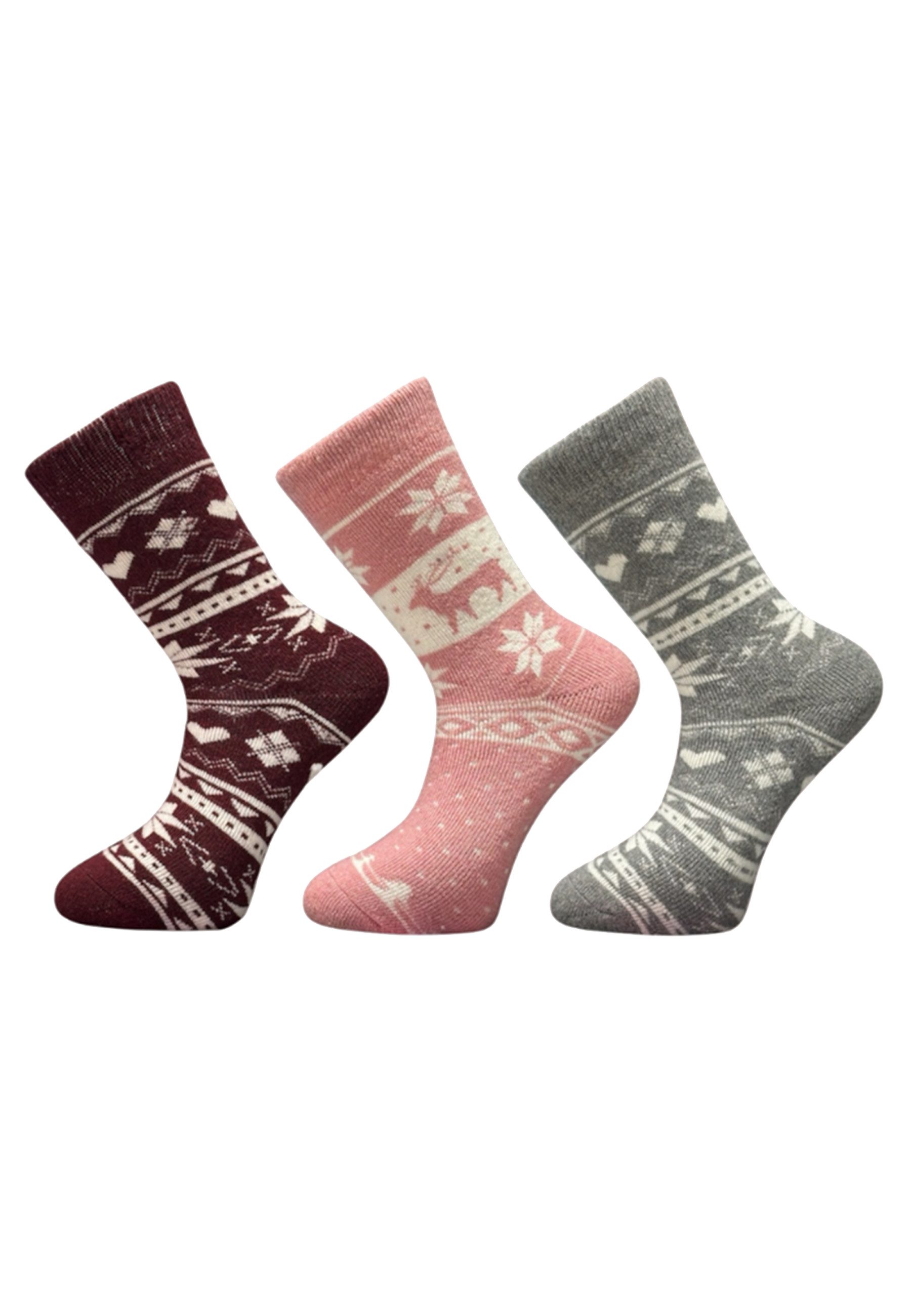 Socken Norweger Damen 3er Pack warme Wollsocken