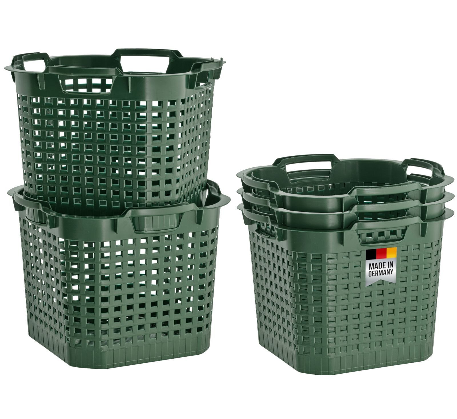 BURI Wäschekorb 5x Obstkorb 25L grün Gartenkorb Gemüsekorb stapelbar Erntekorb