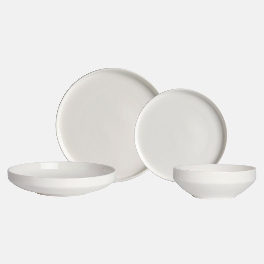 Zoha Geschirr-Set Pure Geschirrset 24 Tlg. Weiß skandinavischer Kombiservice Porzellan (24-tlg)