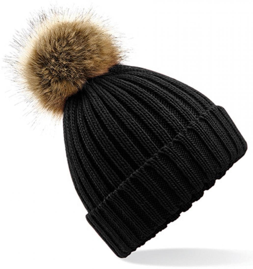 Beechfield® Bommelmütze Herrenmütze Fur Pom Chunky Beanie / Luxus-Kunstfell günstig online kaufen