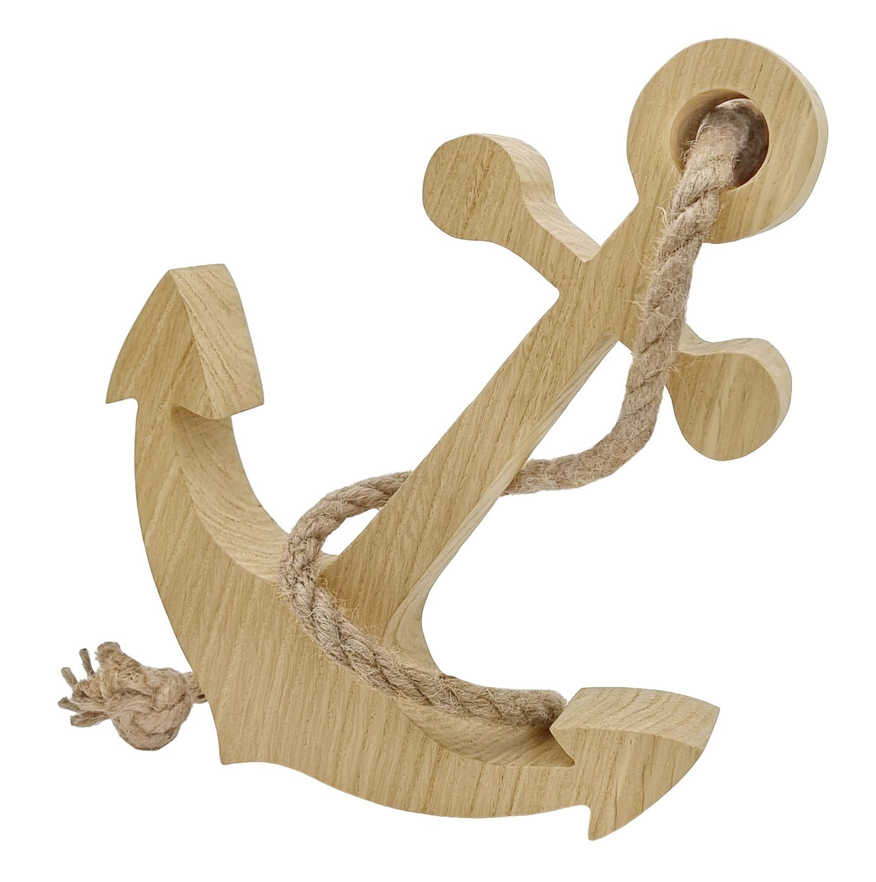 ERST-HOLZ Dekoobjekt Holz Anker mit Juteseil Marine Deko Badezimmer Deko