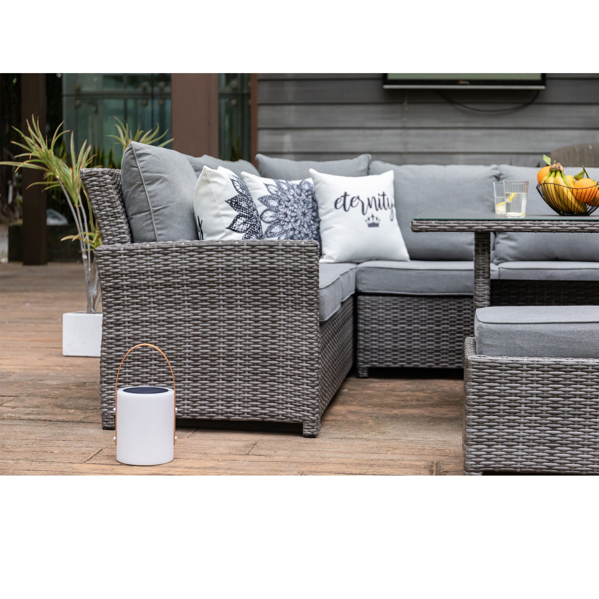 MANDALIKA Garden Loungeset Premium Dining Lounge Set Havanna Luna inkl. XL Lounge Sessel