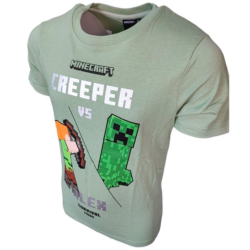 vs Kinder T-Shirt Minecraft cm Alex Kurzarmshirt Creeper Gr. 116-152 Gamers