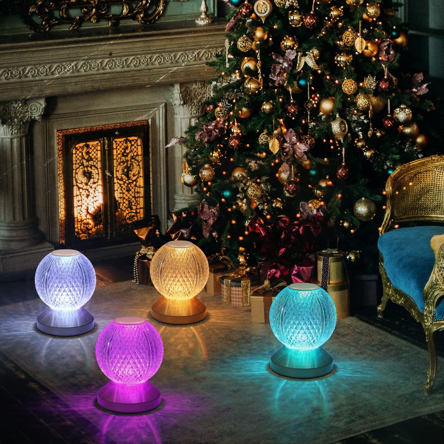 Nettlife LED Tischleuchte RGB Weihnachtsgeschenke, integriert, Wireless Dimmbar LED Touch für Farbwechsel, Schlafzimmer fest Esszimmer Nachttischlampe Wohnzimmer Kristall
