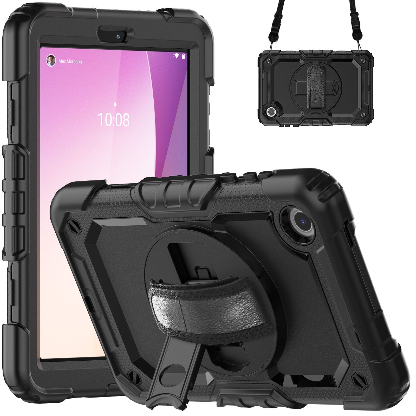 Lobwerk Tablet-Hülle 4in1 Hülle für Lenovo Tab M8 (4th Gen) TB-300FU 2023 8 Zoll, Sturzdämpfung, Aufstellfunktion, Outdoor