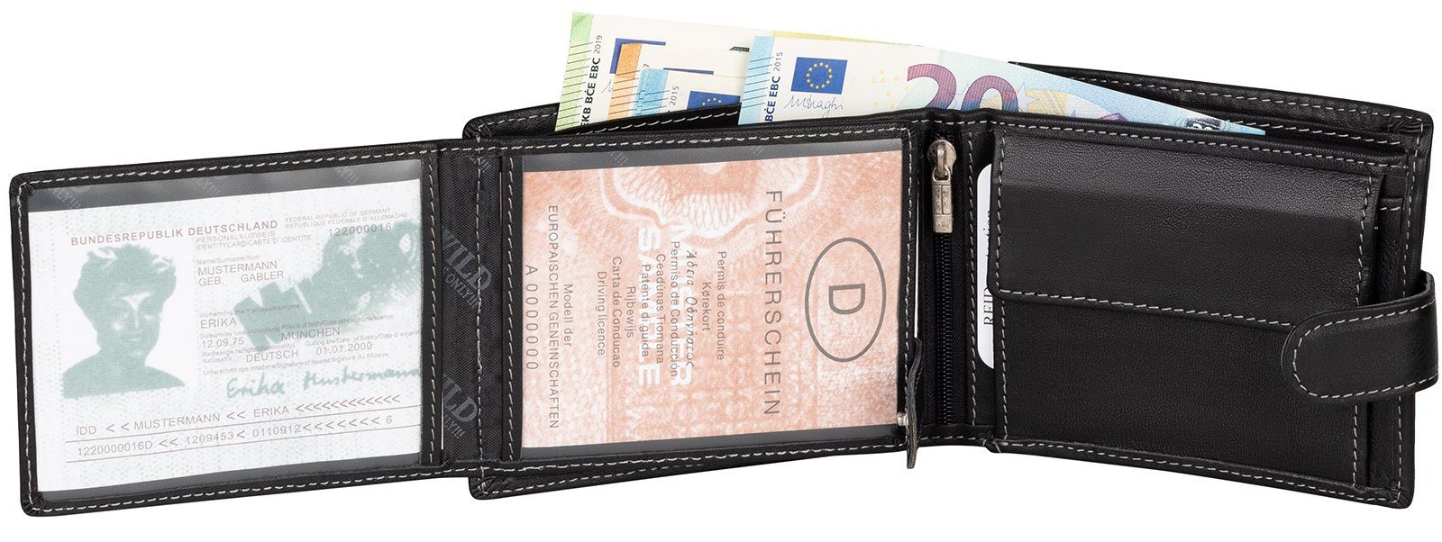 Wild Things Only !!! Geldbörse RFID echt Leder Portemonnaie Geldbörse Riegelbörse Herren Querformat, RFID Schutz – Bild 4 von 5