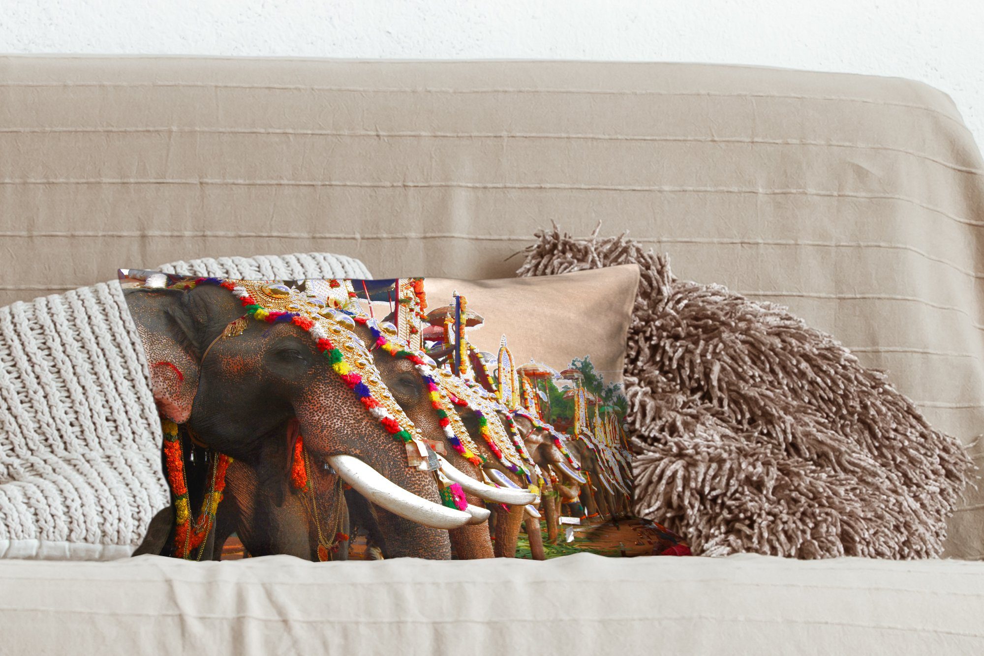 - Dekoration, - Zierkissen, Füllung, Tiere, Parade Schlafzimmer Elefant MuchoWow mit Wohzimmer Dekokissen Dekokissen