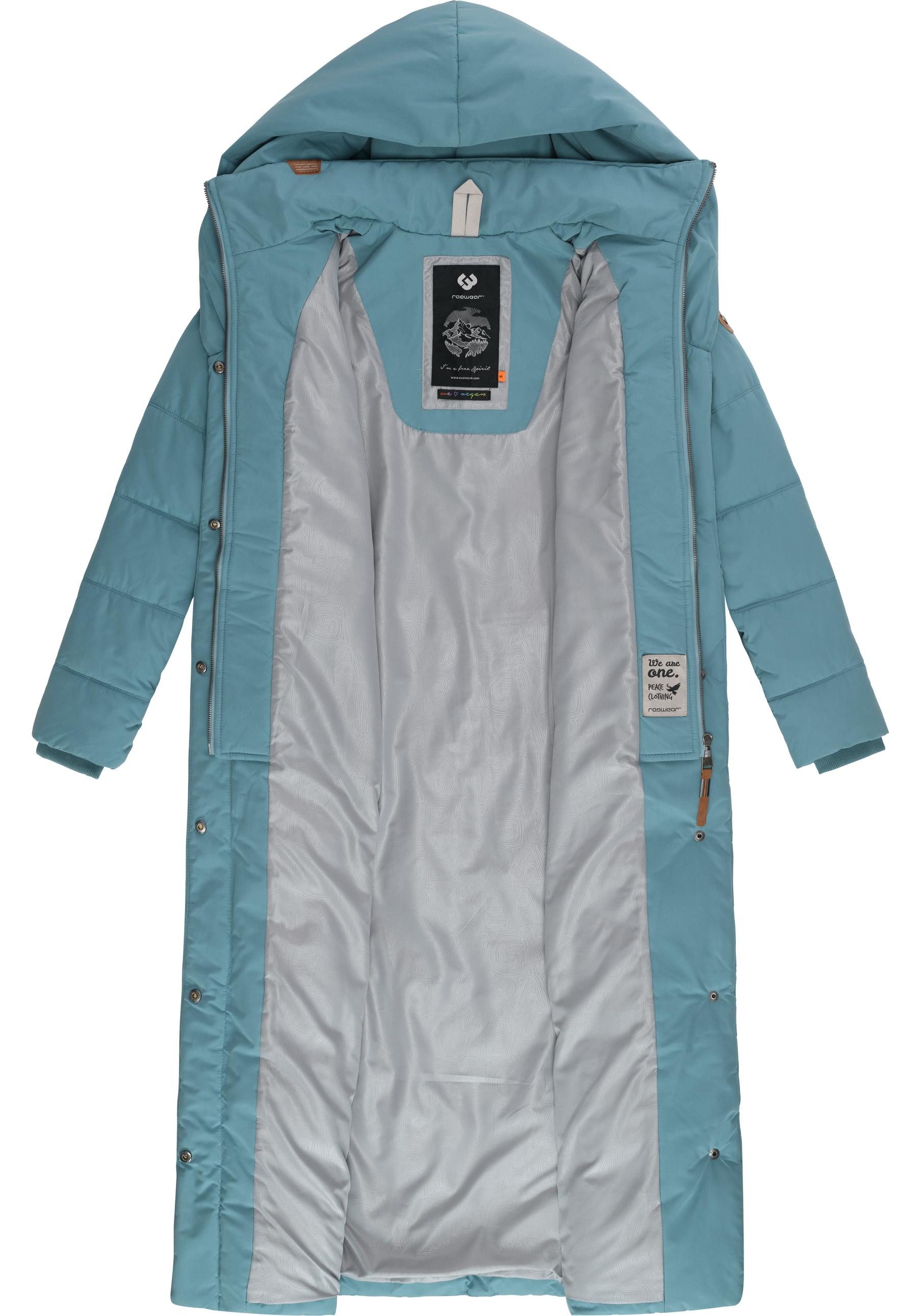 Ragwear Steppmantel Natalka Extralong Gesteppter Damen Mantel mit Kapuze